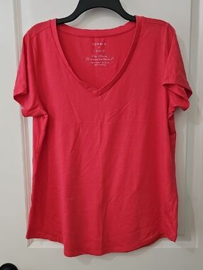 Torrid V-Neck Classic Fit Tee in Bright Coral